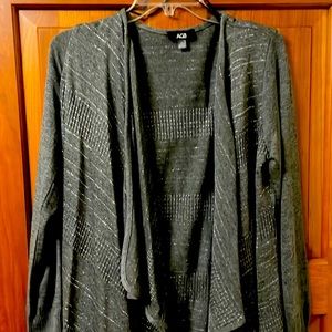 Grey with silver metallic thread open cardigan.